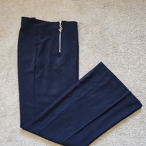 Tahari Navy Wide Leg Pants with Gold Accents - Picture 5 of 6
